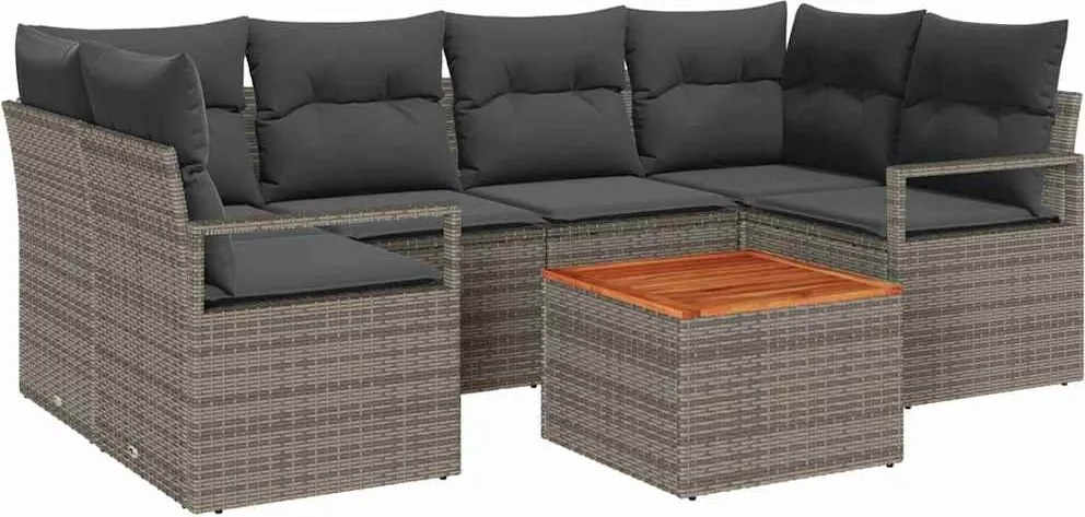 vidaXL Set de canapele pentru grădină 7 pcs Gri poliratan