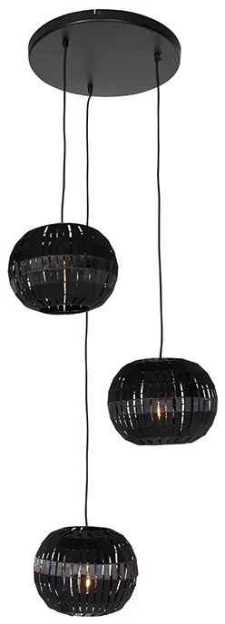 Lampă modernă cu pandantiv neagră cu 3 lumini - Zoë