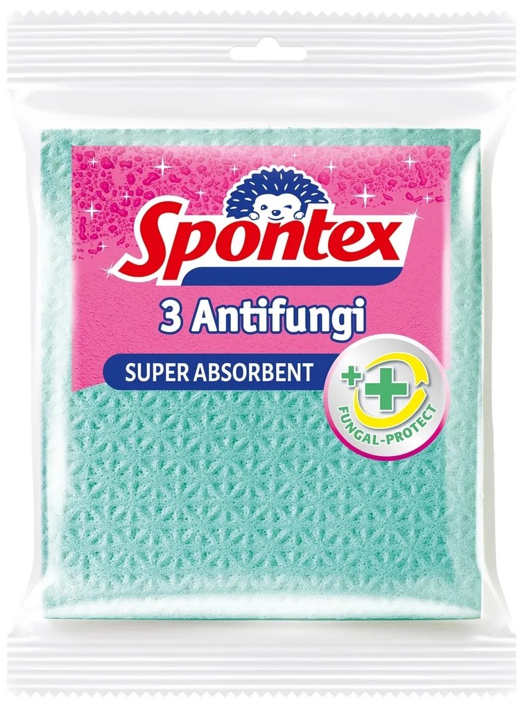 Lavetă cu burete Spontex Antifungi, 3 buc