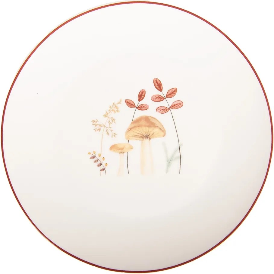 Farfurie pentru mic dejun din porțelan, bej, Colecția Mushrooms, Ø 20 cm
