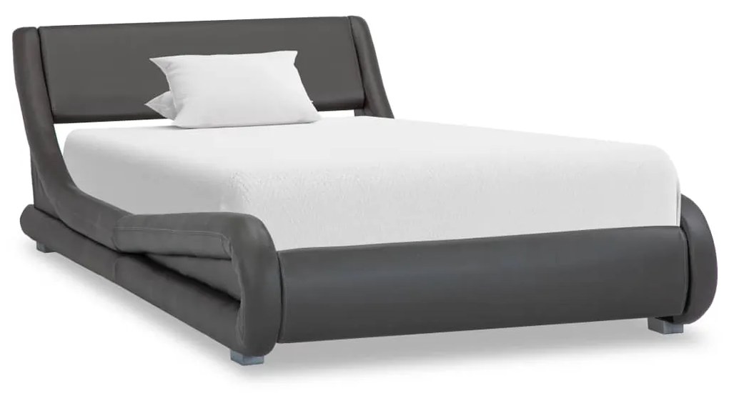 285714 vidaXL Cadru de pat, gri, 90 x 200 cm, piele ecologică