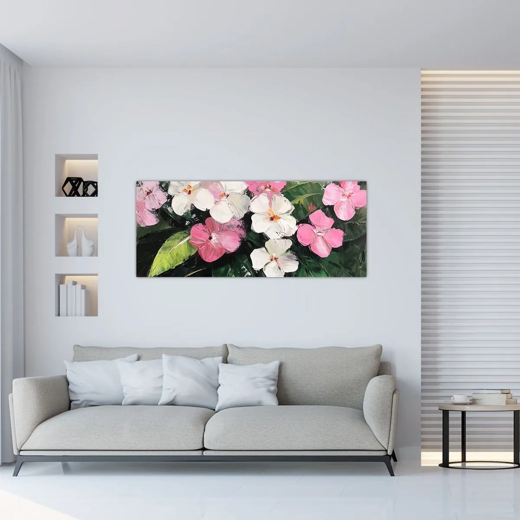 Tablou - Flori roz și albe (120x50 cm)
