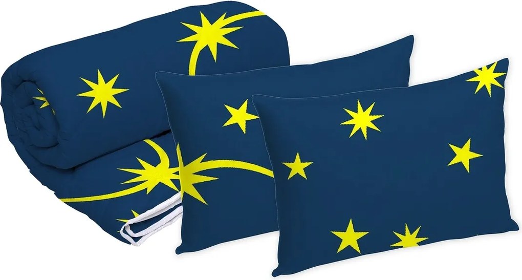 Set Alcam 2 perne microfibra 50x70 cm si pilota matlasata 220x200 cm, Moon Night