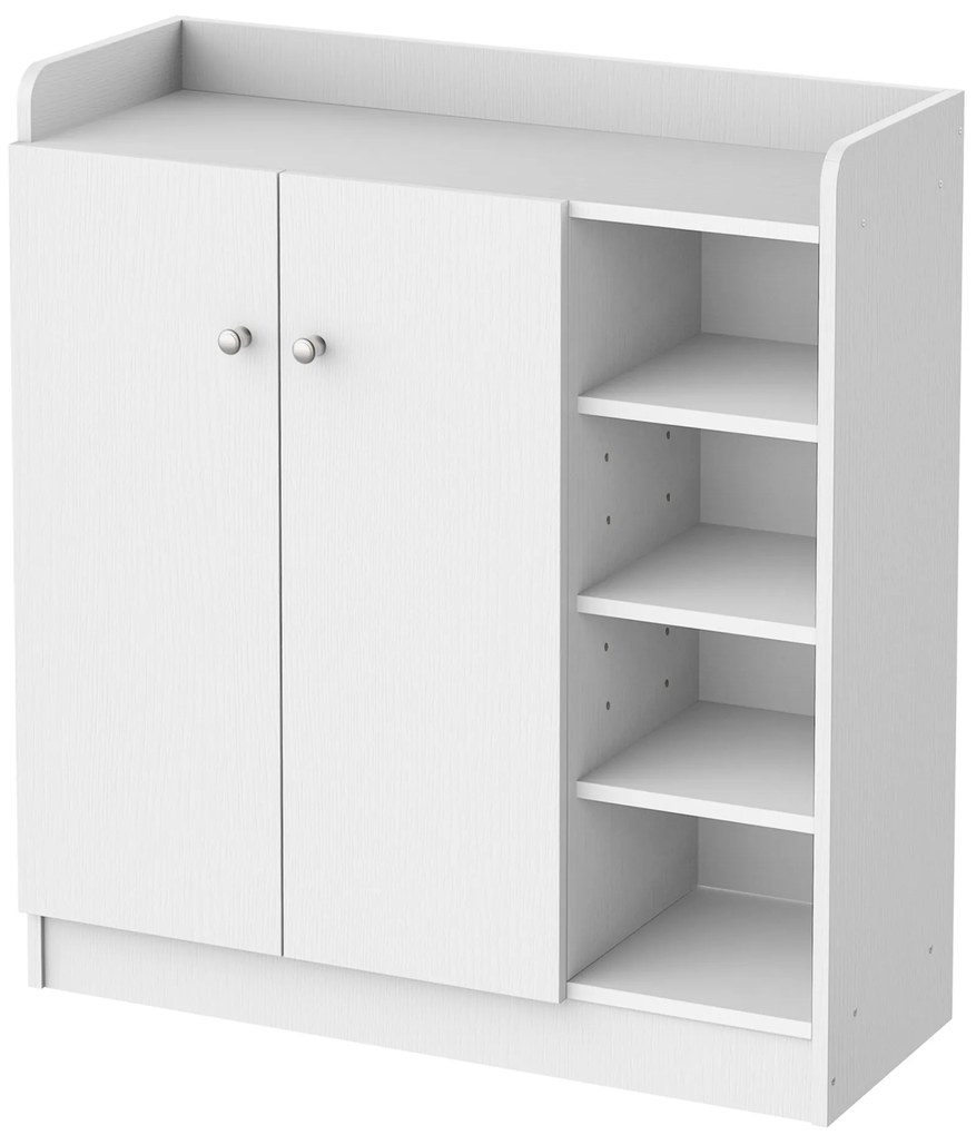 HOMCOM Dulap pentru pantofi Comoda pentru pantofi Raft, 4 rafturi. 1 dulap, 83 cm x 30 cm x 90 cm, Alb | Aosom Romania