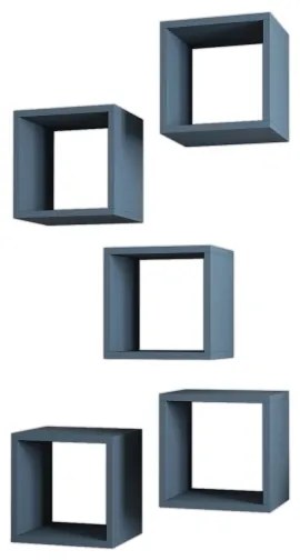 SET 5x etajeră de perete BOX albastru