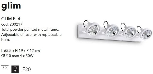 Aplica design modern GLIM PL4 BIANCO 200217