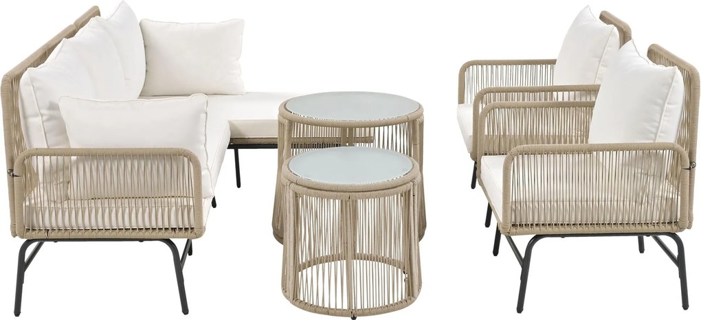 Set de lounge de grădină din 6 piese, Bej | Aosom Romania