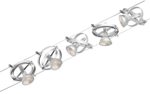 Paulmann 94436 - Set 5x GU5,3/10W, sistem complet pe cablu CARDAN 230 V, crom