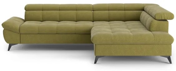 Canapea colțar extensibilă în L MARANO, dreapta, culoare măslinie