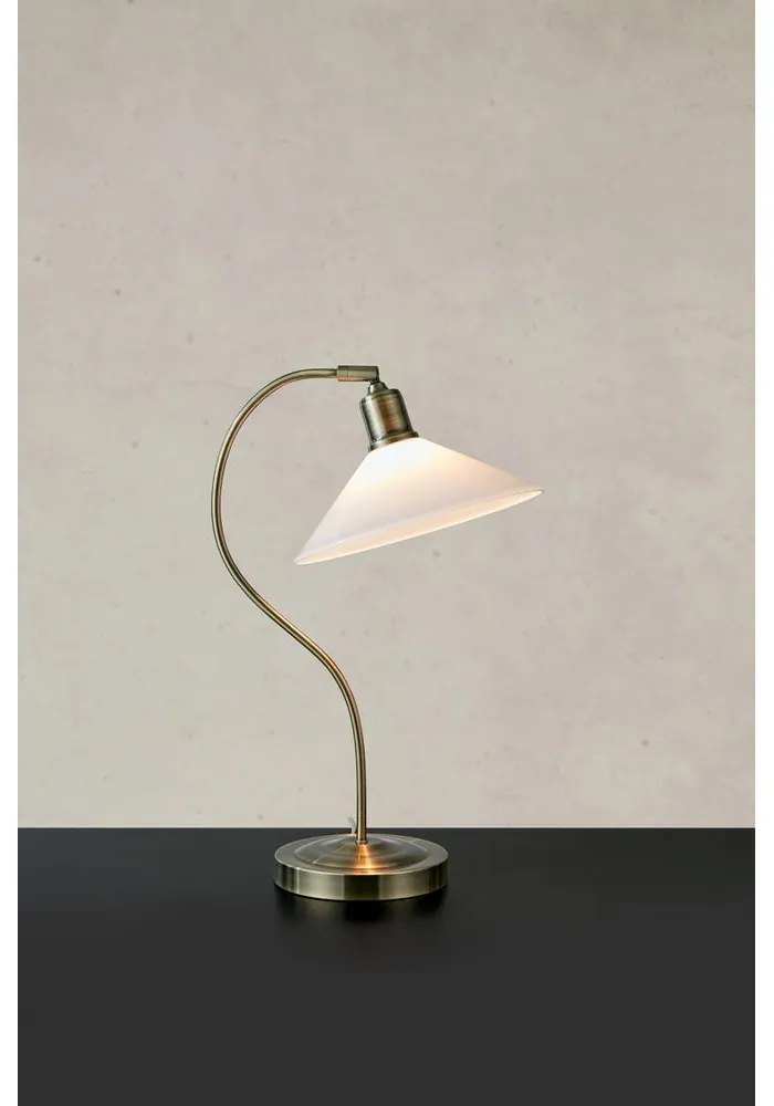 Veioză albă/alămie cu abajur din sticlă (înălțime 49 cm) Vela – Markslöjd