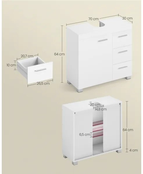 Dulap pentru baie NICO, alb