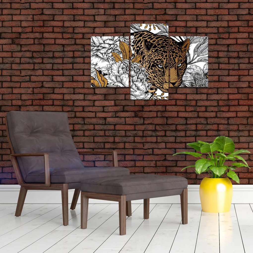 Tablou - Leopard între flori (90x60 cm)