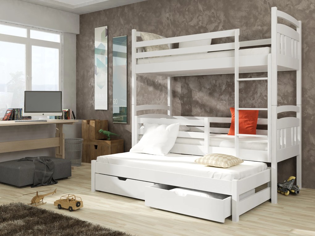 Zondo Pat pentru copii 90 x 200 cm IVA (cu somieră și sp. depozitare) (Alb). 1013285