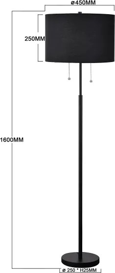 Lampă de podea FOGO 2xE27/15W/230V negru