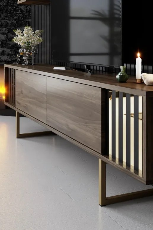 Set de mobilier pentru living Gold, Nuc Negru