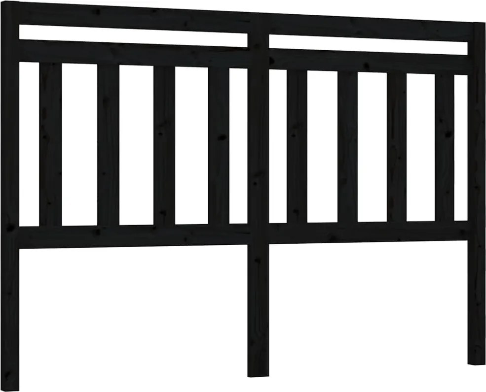 vidaXL Tăblie de pat, negru, 146x4x100 cm, lemn masiv de pin