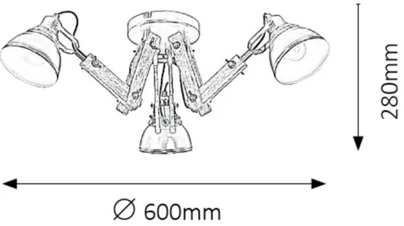 Rabalux 2724 - Lustră aplicată AKSEL 3xE14/15W/230V negru