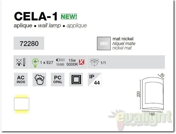 Aplica de perete exterior IP44 Cela-1 72280