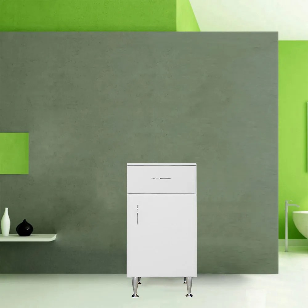 Dulap jos Bianca Plus 45 cu 1 ușă, 1 sertar, alb lucios, dreapta