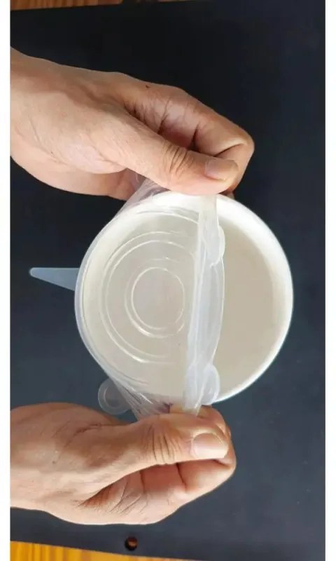 Set 6 capace din silicon Kinghoff KH 1902, -40 pana la 230°C, Etanse, Reutilizabile, Universale, Transparent