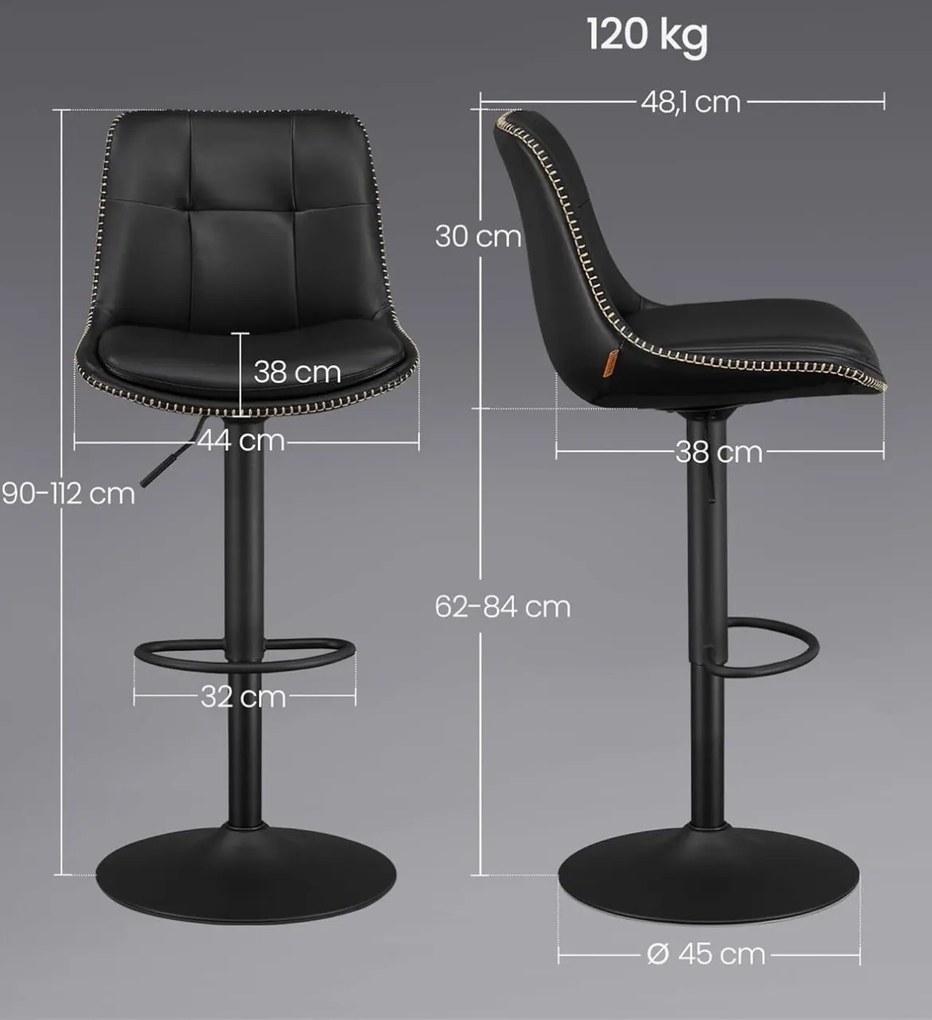 SCB3 - Set 2x Scaune Bar Negre / Maro / Gri / Verde - Piele ecologica