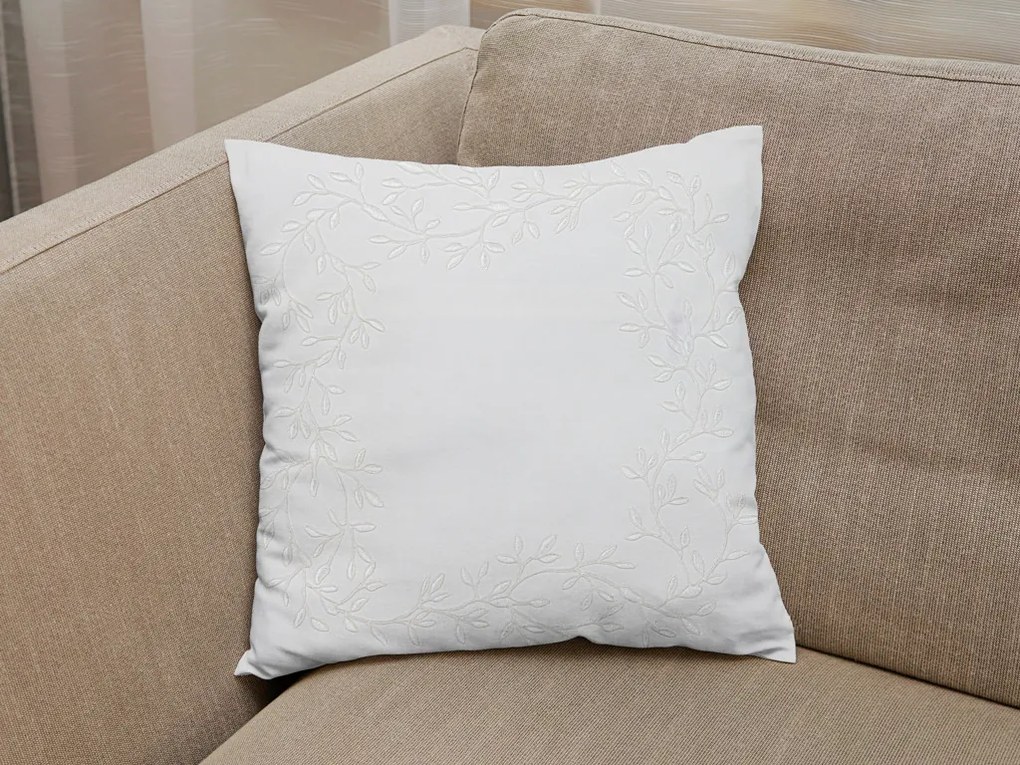 Husa de perna decorativa CHAPLET FLORAL 40x40 cm, alba