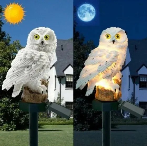 GGV Lampă solară LED pentru grădină - bufniță, 14 cm
