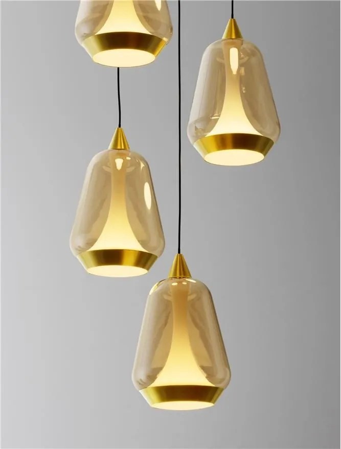 Lustra moderna cu 5 pendule LED, Metal, Sticla, Champaign, ALISH