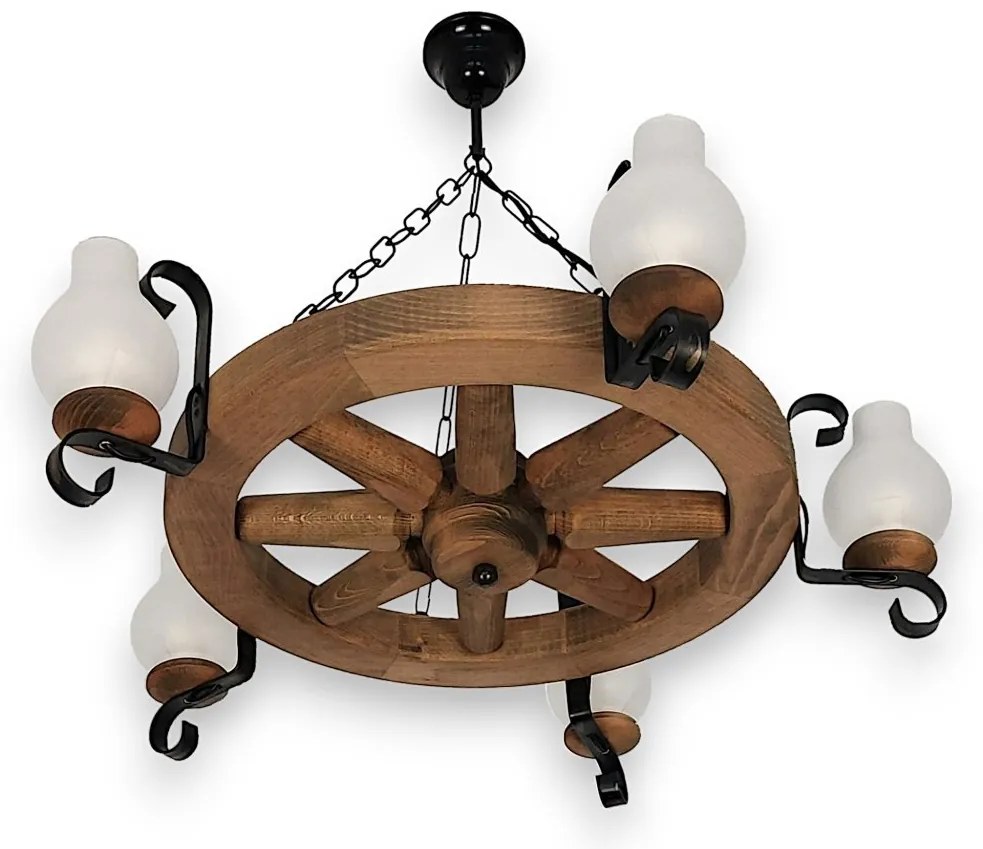 Candelabru rustic fabricat manual din lemn Roata 5L