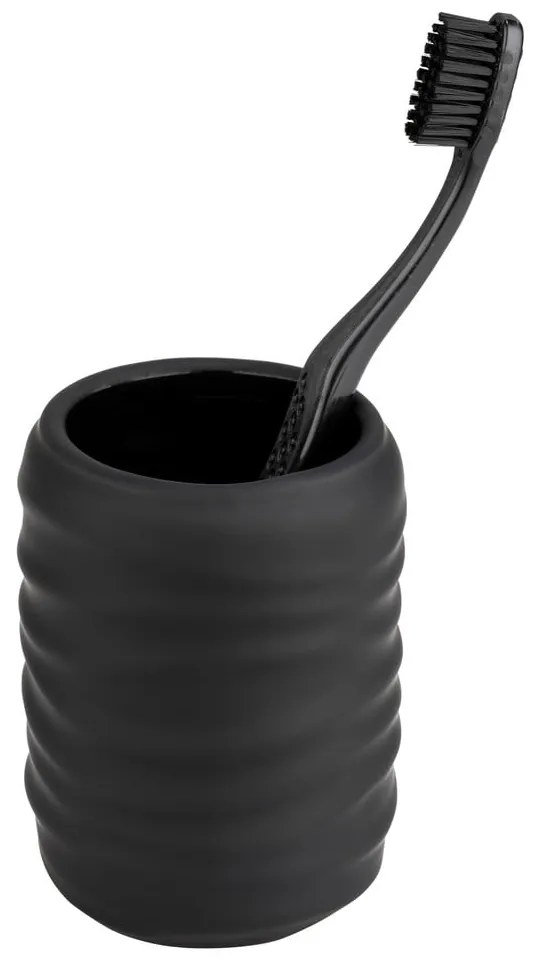Suport pentru periuța de dinți negru din ceramică Illana – Wenko