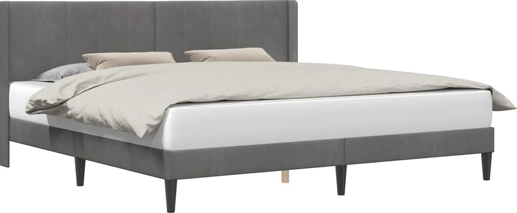 vidaXL Cadru de pat cu headboard Gri închis 200 x 200 cm Catifea