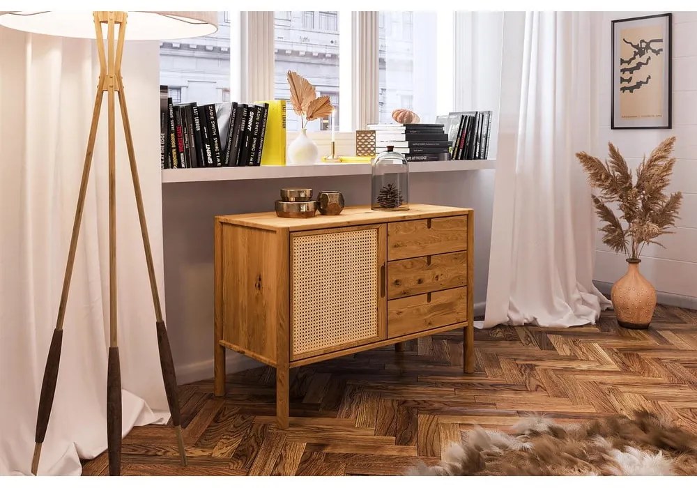 Comodă joasă din lemn de stejar 97x69 cm Pola - The Beds