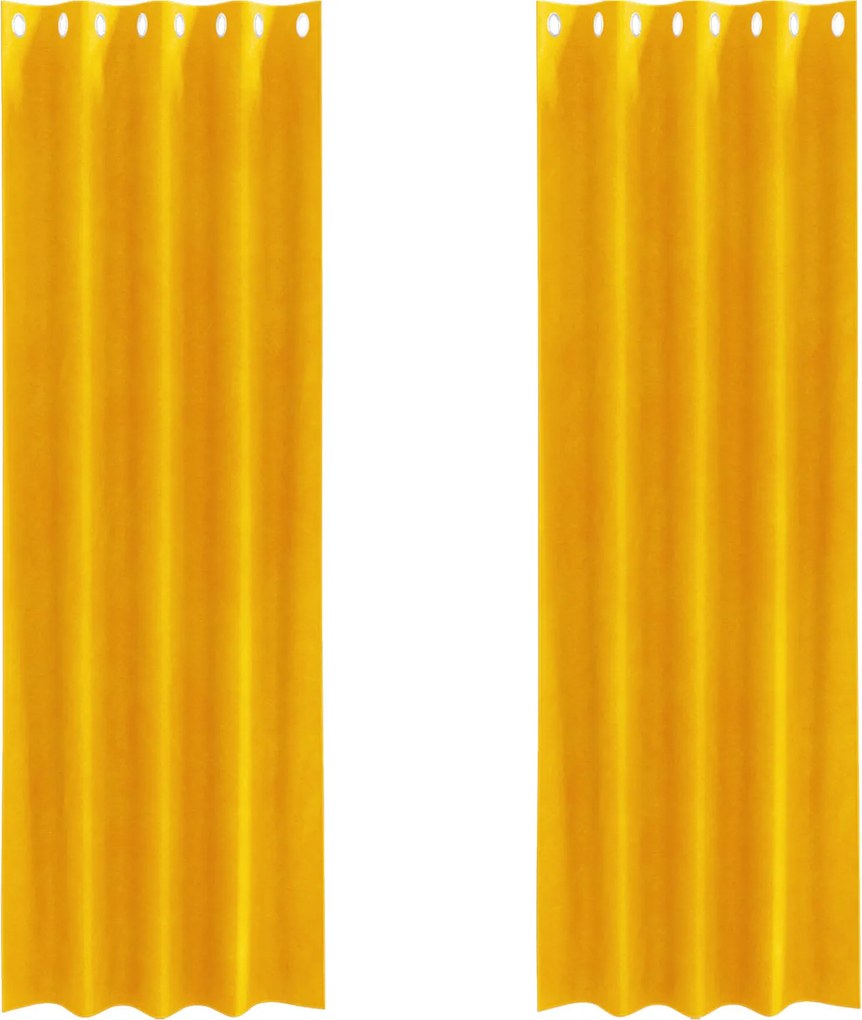 vidaXL Perdele opace 2 pcs Galben muștar 140 x 260 cm Catifea