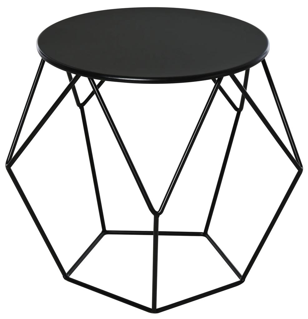 Masuta geometrica in stil nordic din otel rezistent la rugina 54x54x44cm, negru HOMCOM | Aosom RO