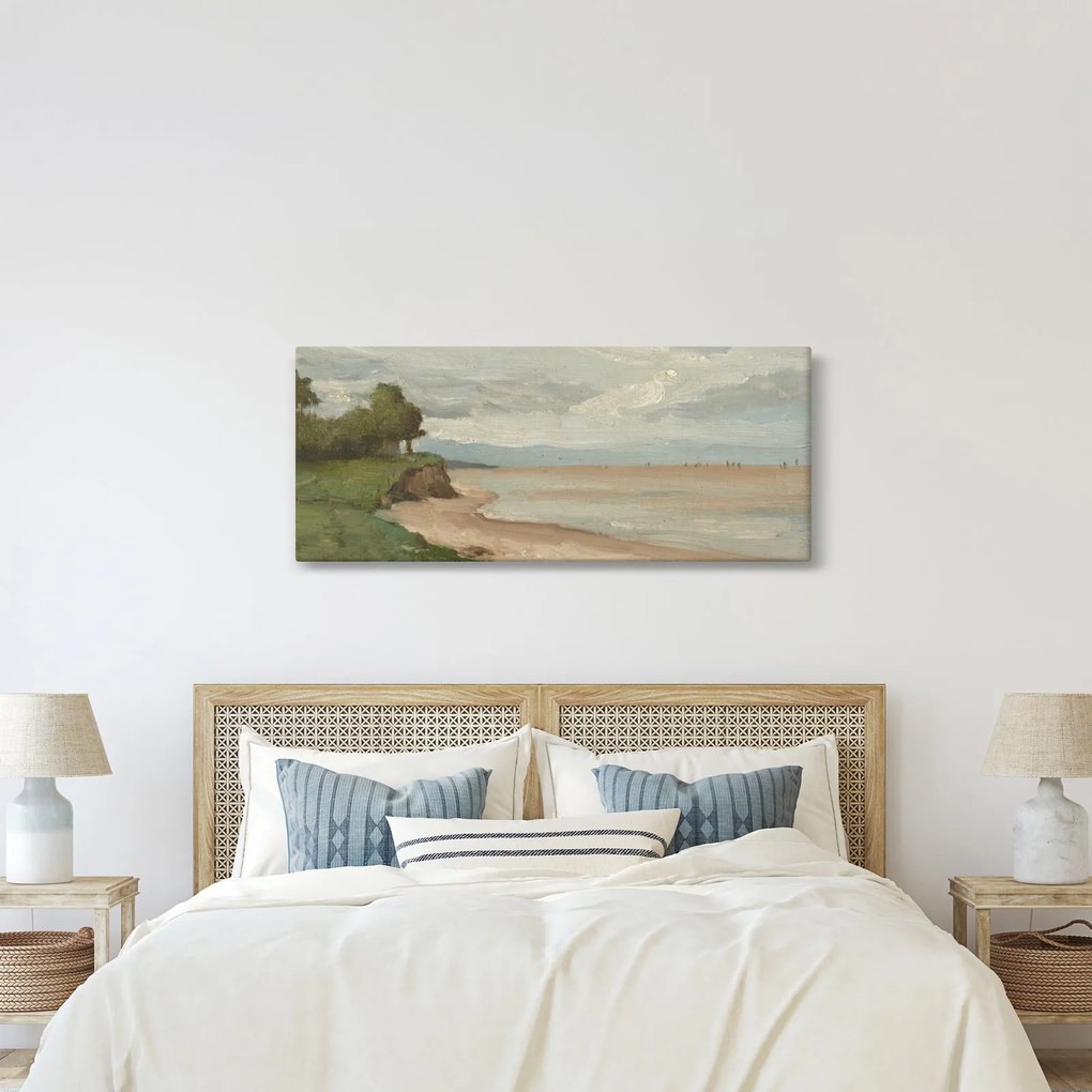 Tablou - Jean-Baptiste-Camille Corot, Beach Near Etretat, reproducere (120x50 cm)