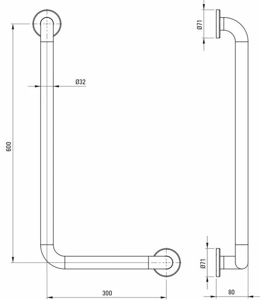 Maner de sustinere unghiular Deante Lehnen Concept Pro 30x61 cm stanga