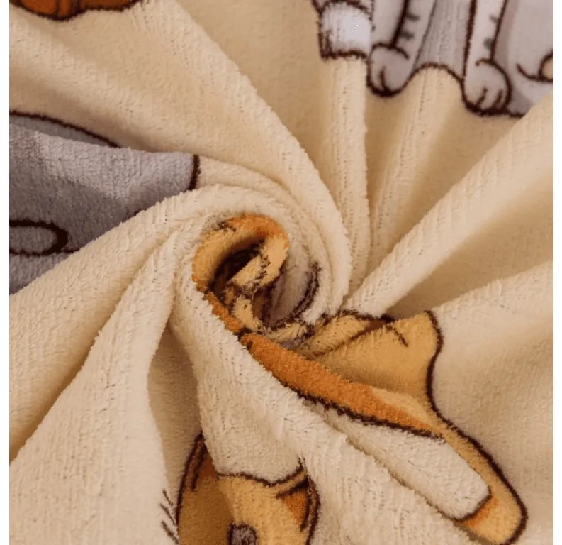 Cearsaf Cocolino microplus cu elastic COLORED CATS 90x200 cm crem