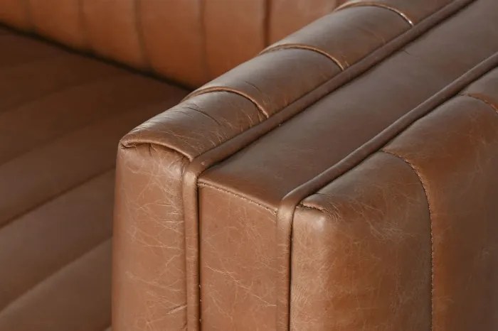 Canapea 4 locuri din piele naturala " Cognac "