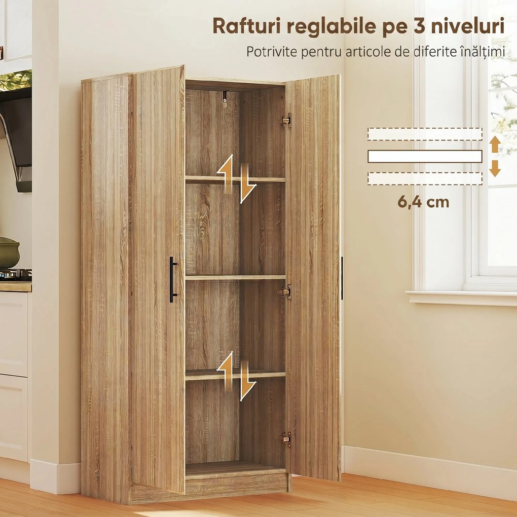 HOMCOM Dulap de Bucătărie Modern cu Rafturi Ajustabile și Uși Amortizate Lemn | Aosom Romania
