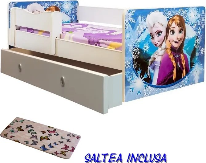 Pat junior Frozen cu sertar si saltea cadou