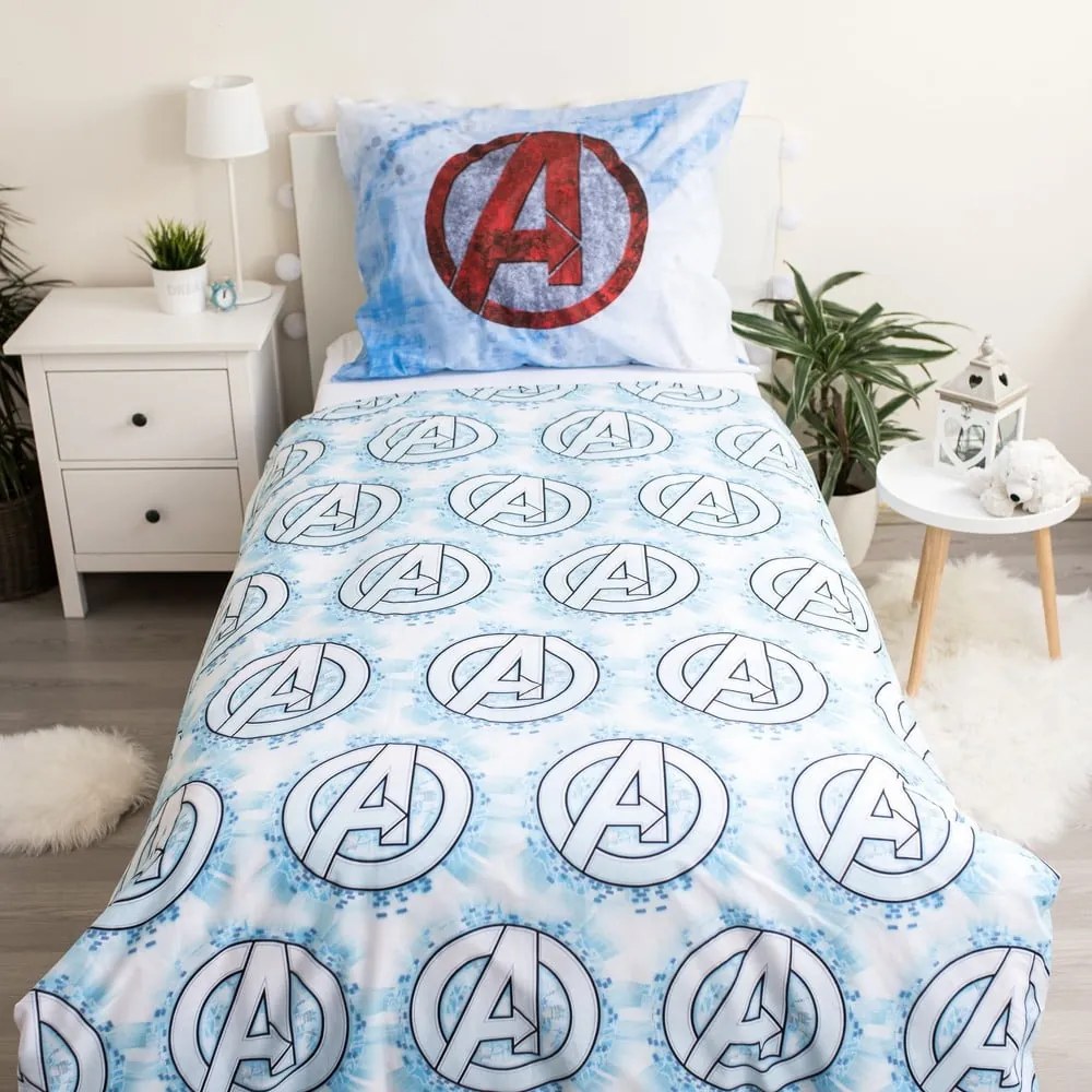 Lenjerie de pat din bumbac pentru copii Jerry Fabrics Avengers Heroes, 140 x 200 cm