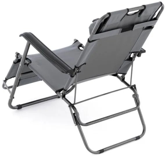 Șezlong de grădină pliant, gri