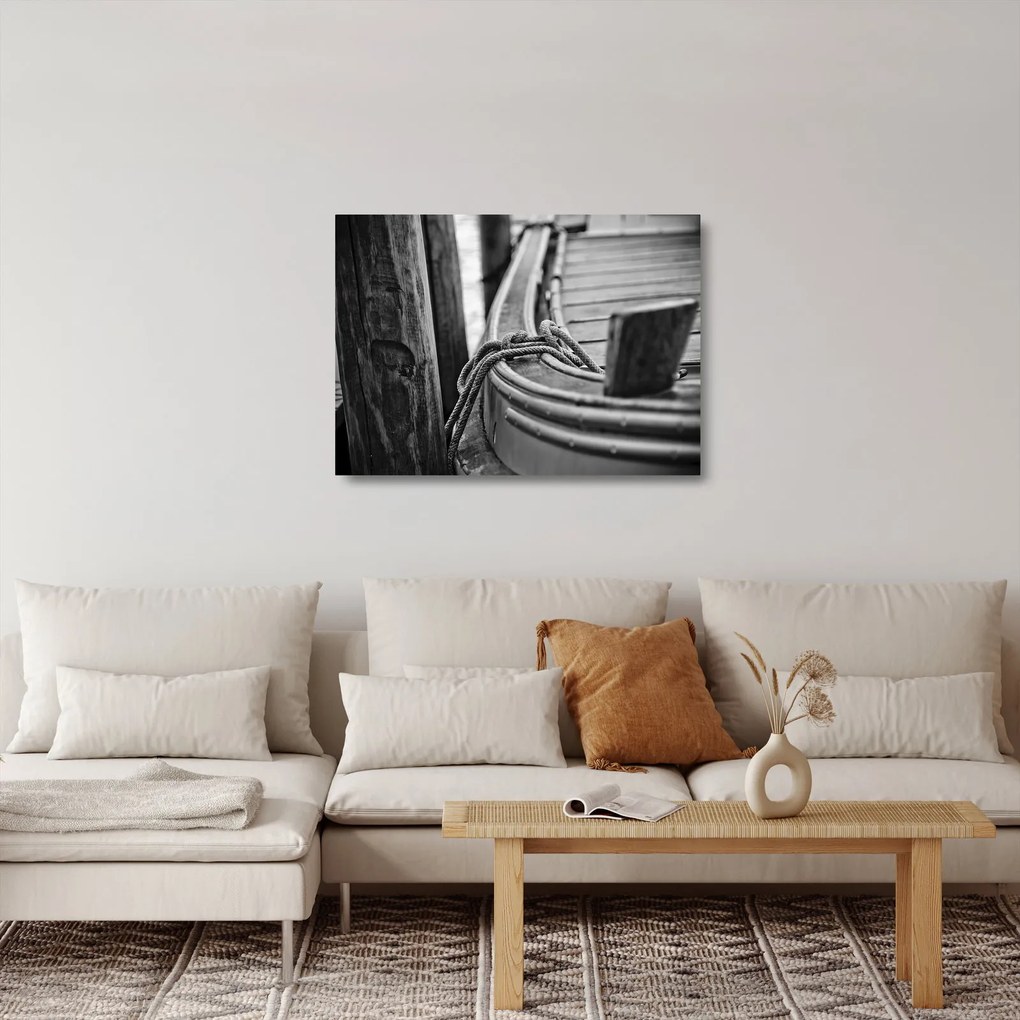 Tablou pe sticlă - O barcă legată (70x50 cm)