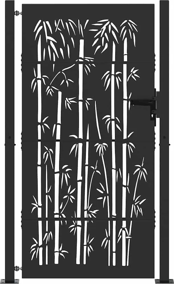 vidaXL Poartă de grădină Negru 110 x 205 cm Oțel vopsit electrostatic