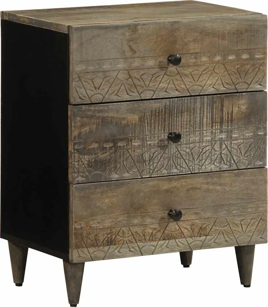 vidaXL Noptiera gri deschis 50x33x60 cm lemn masiv de mango