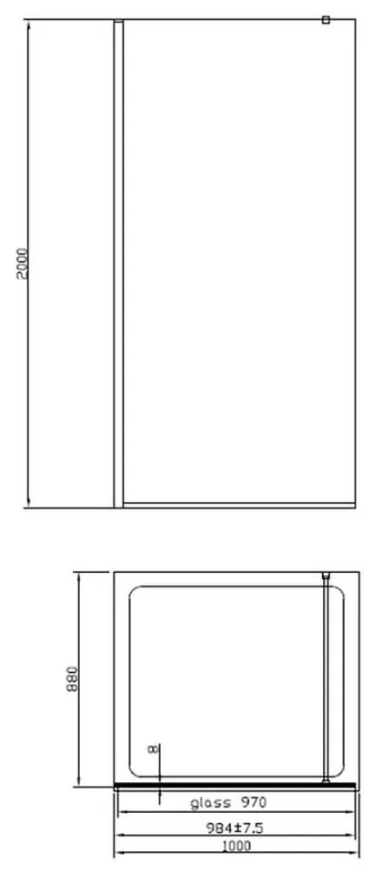 Set paravan dus walk-in 90x200 cm, rigola si set de dus incastrat auriu Alpinia