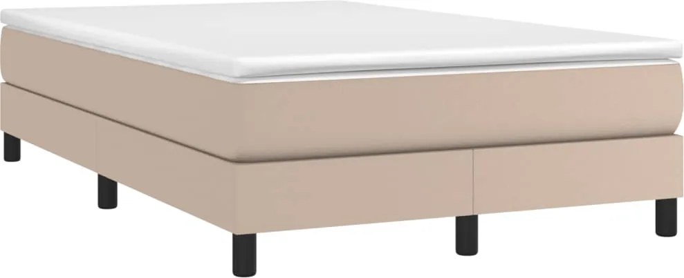 vidaXL Pat box spring cu saltea, cappuccino, 120x190cm piele ecologică