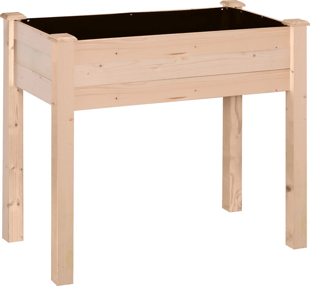Outsunny Jardinieră ridicată din lemn, Pat de grădină pe picioare ridicat, Orificii de drenaj, Material nețesut, 86x46x76 lemn natural | Aosom Romania