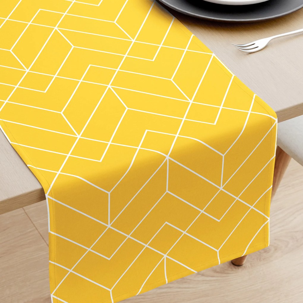Goldea napron de masă 100% bumbac - mozaic galben 50x160 cm
