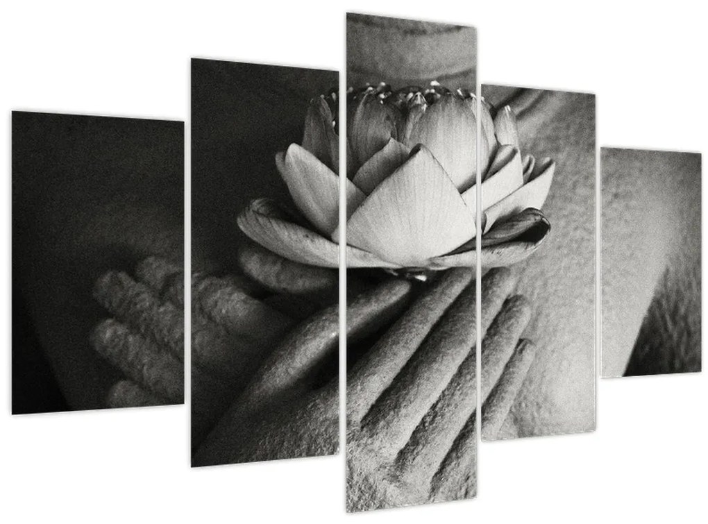 Tablou - Lotus în mâinile lui Buddha (150x105 cm)